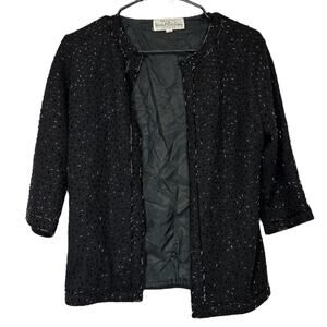 Vintage Marshall Field‎ & Company 100% Wool Black Beaded Blazer Jacket Size 38